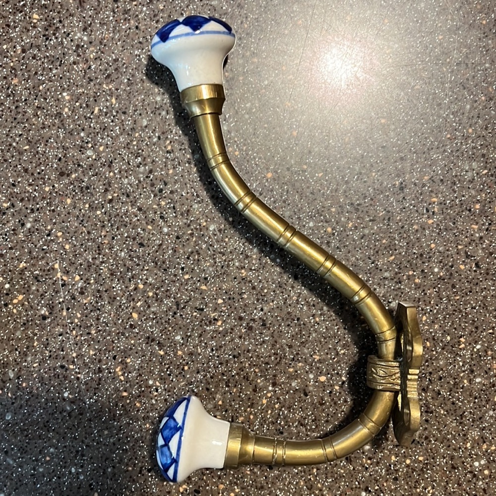 World Market Brass and Porcelain Hooks - Picture 3 of 7